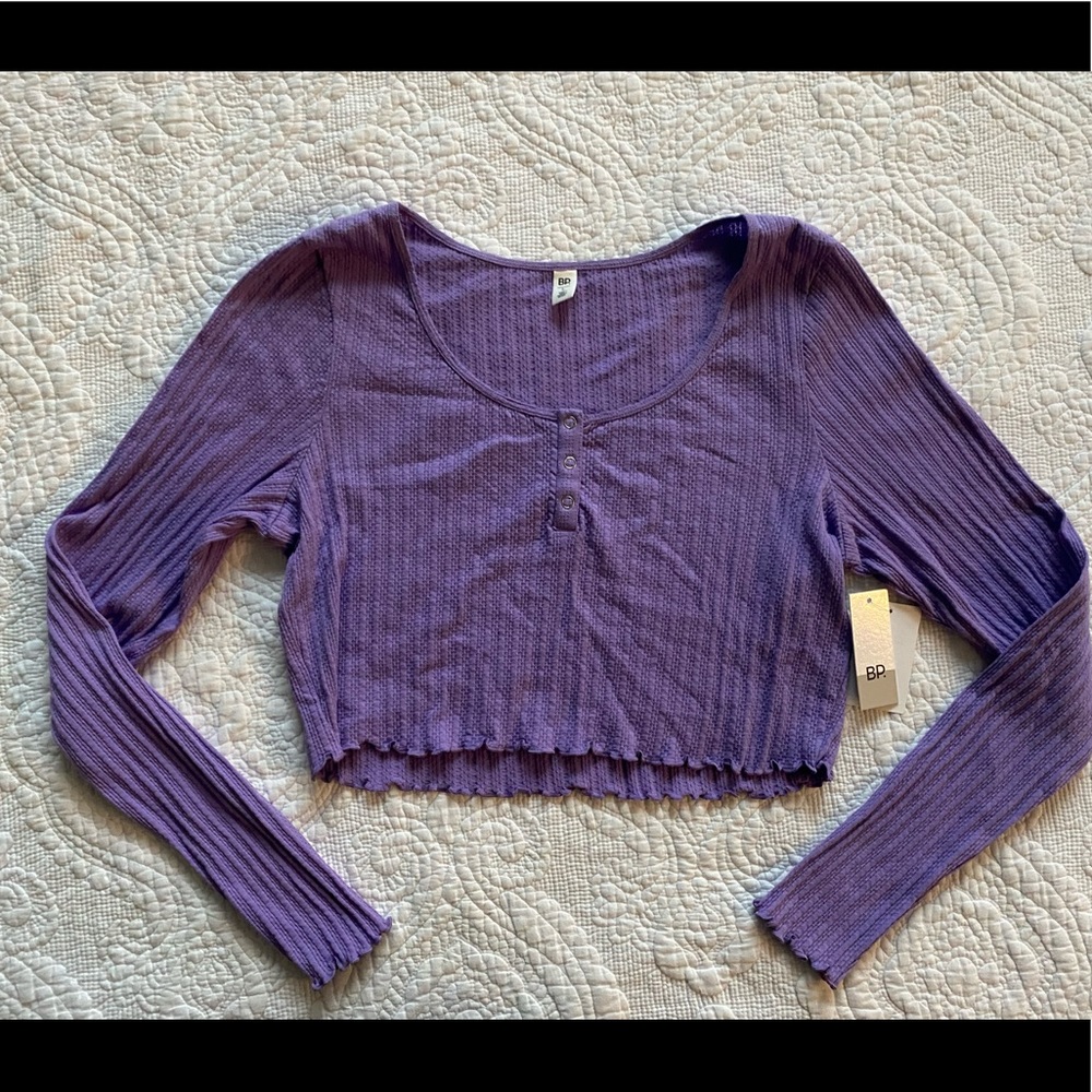 BP. Large shirt crop violet long sleeve